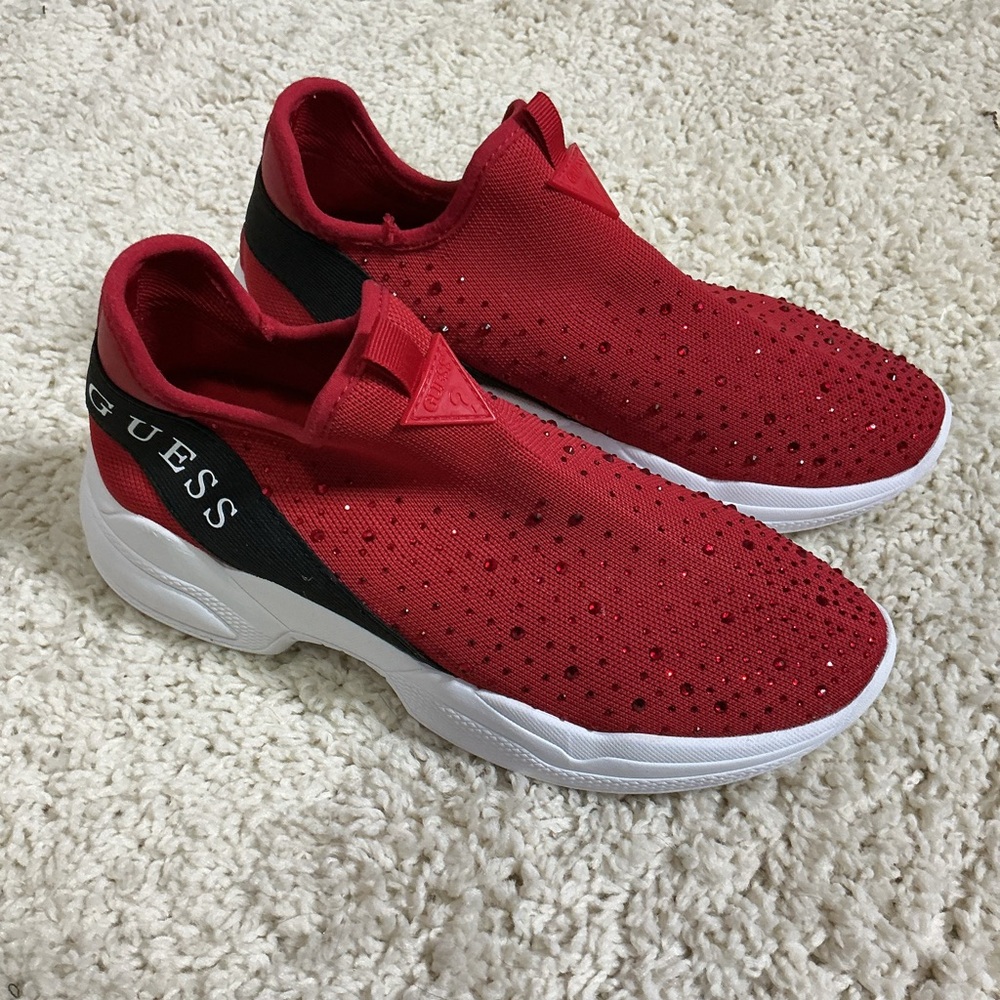 Guess Red and Black Knit Sneakers